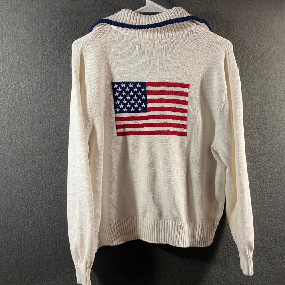 Hollister American Flag knit Sweater Zip USA Varsity Preppy Americana heritage